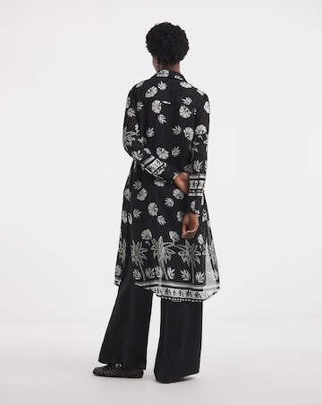 Printed Longline Shirt With Side Splits