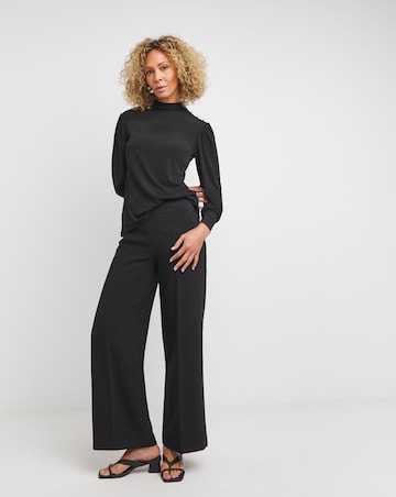 Black High Neck Embellished Long Sleeve Top