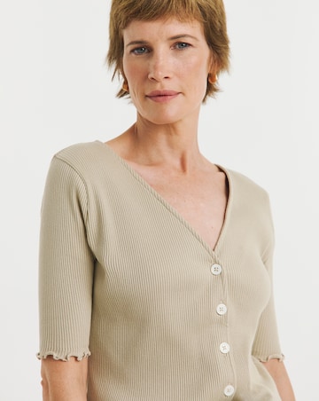 Lettuce Half Sleeve Rib Cardi