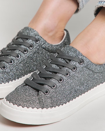 Janey Scalloped Edge Lace Up Trainer Wide E Fit