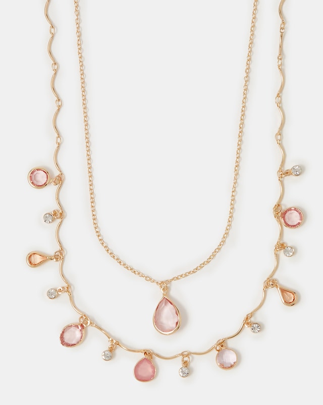 Accessorize 2-Pack Gemstone Pendant Necklaces