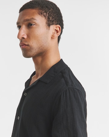 Short Sleeve Revere Cheesecloth Shirt