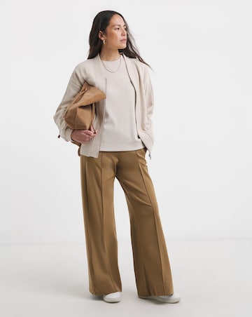 Warm Grey Ribbed Detail Bomber