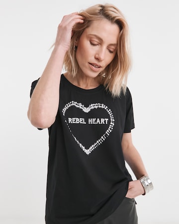 Religion Rebel Heart Hand Tie Dyed Embellished T-Shirt
