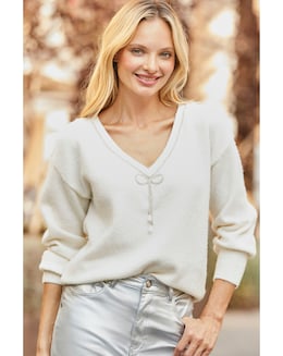 Sosandar Embellished Bow Back Jumper