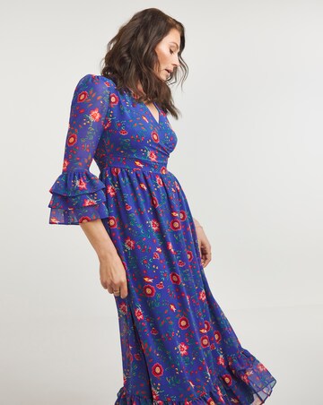 Joanna Hope Tiered Frill Sleeve Midi Dress