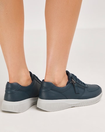 Heavenly Soles Seraphina Leather Lace Side Zip Trainers - Extra Wide Fit (EEE)