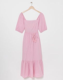 Anise Pink Off The Shoulder Tiered Dress