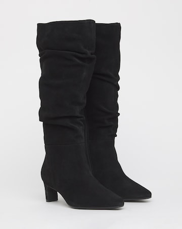 Anthology Artemis Ruched Suede Boots - Extra Wide Fit (EEE) & Super Curvy Calf