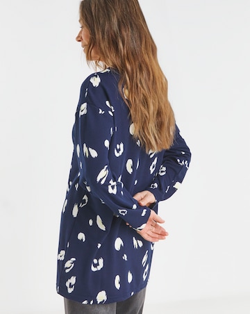 V Neck Soft Touch Animal Print Longline Top