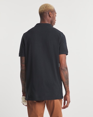 Pure Cotton Pique Polo Long Length- Black