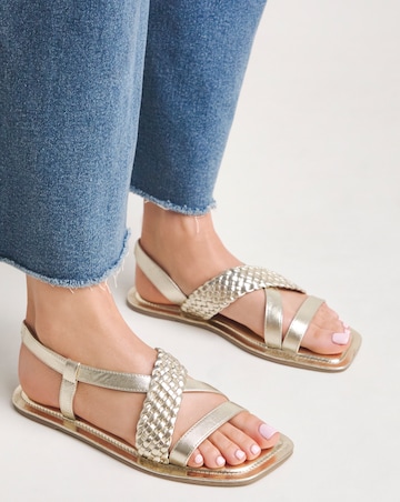 Selma Leather Woven Elastic Sandal - Extra Wide Fit (EEE)