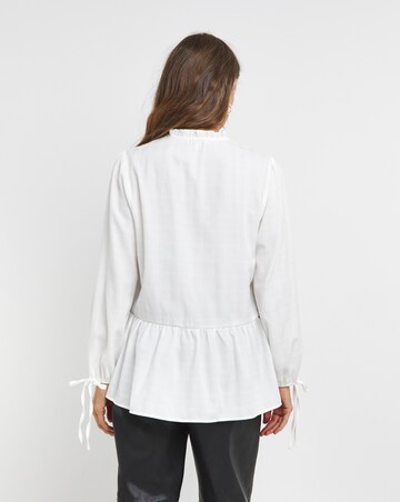 Womens Frill Detail Smock Blouse - Ivory