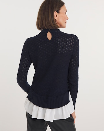 Ted Baker Holina Knitted Jumper Mock Shirt Detail Top