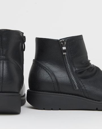 Heavenly Soles Roisin Low Wedge Ruched Boots With Zip - Wide Fit (E)