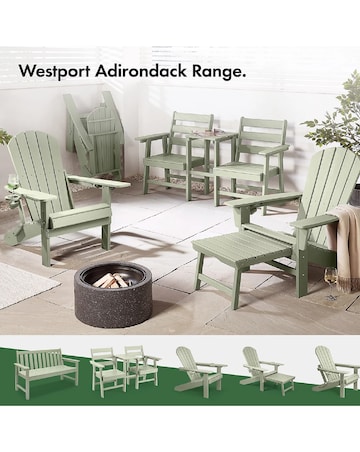 VonHaus Westport Green Adirondack Wooden Garden Lounge Chair