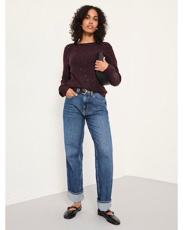 Fatface Jasmine Sparkle Slash Neck Jumper