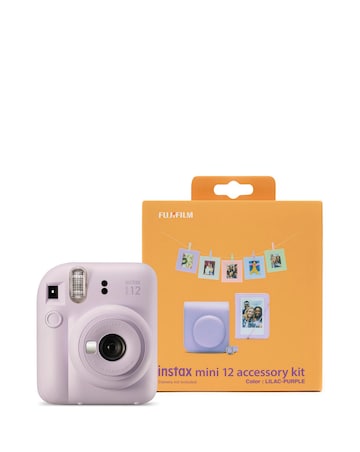 Fujifilm Instax Mini 12 Instant Camera with Case, Album, Cards & Pegs - Purple