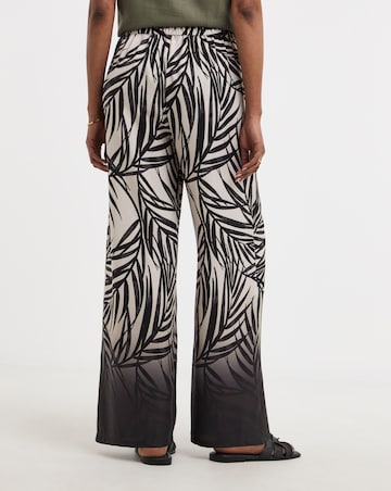 Printed Textured Wide Leg Trousers