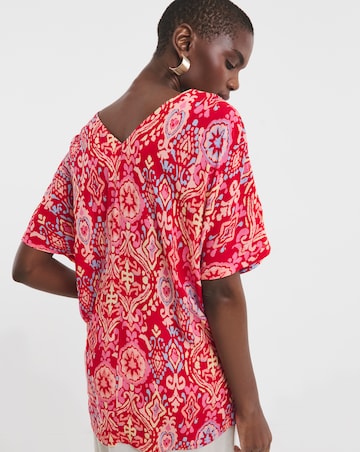 Printed Textured Crinkle Tunic Top