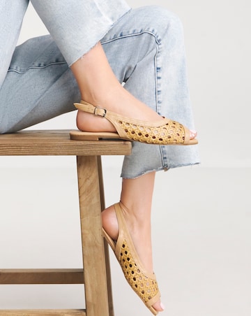 Cara Slingback Peep Toe Shoes - Wide Fit (E)