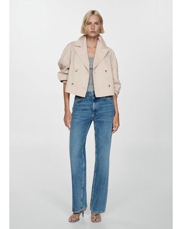 Mango Cropped Trench Coat with Lapels