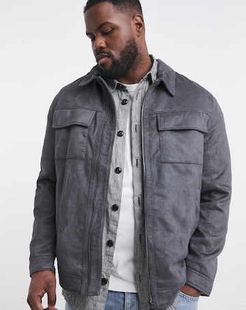 Grey Faux Suede Zip Jacket