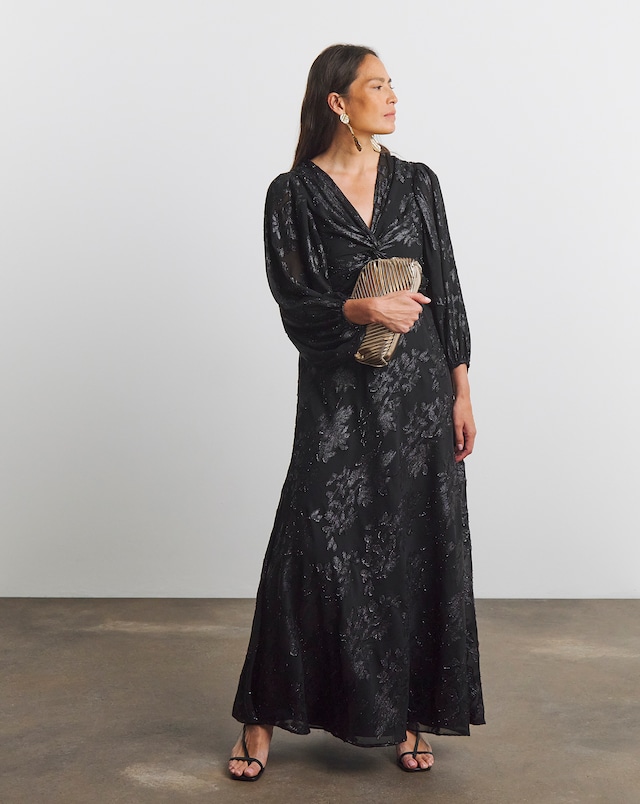 Joanna Hope Metallic Maxi Dress