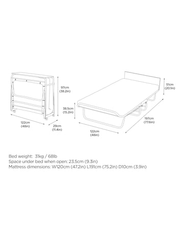 Jay-Be Supreme Automatic Folding Bed with e-Pocket Sprung Mattress Small Double