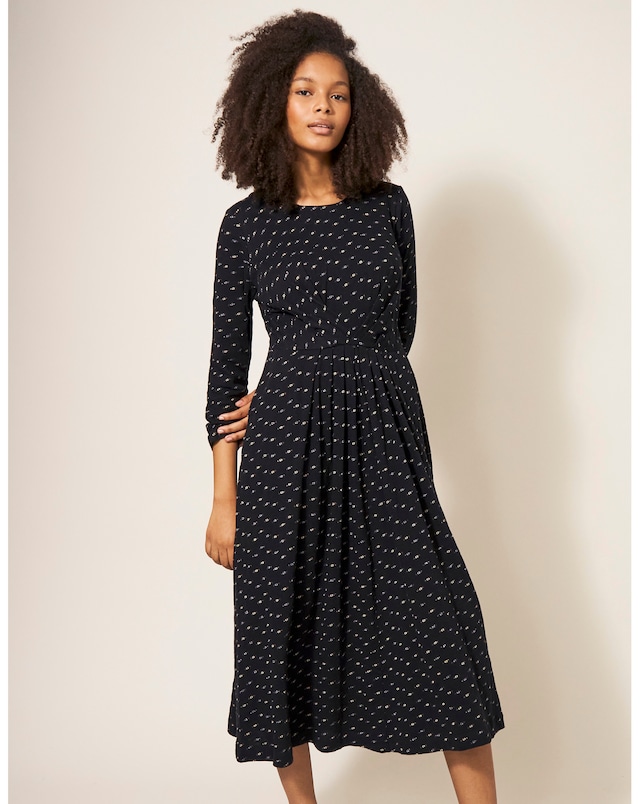 White Stuff Billie Metallic Midi Jersey Dress