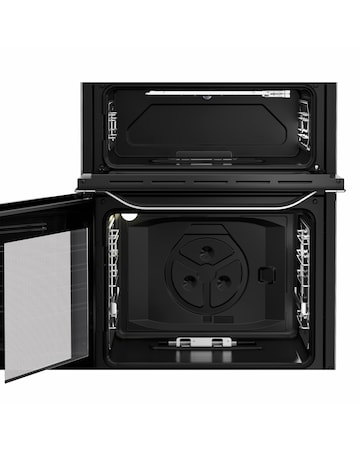 Hotpoint HDG6GDC2TWX 60cm Gas Double Cooker with Glass Lid - Stainless Steel
