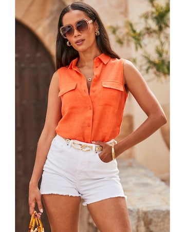 Sosandar Linen Sleeveless Shirt