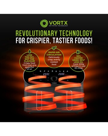 Tower T17138 Vortx 10.4L Dual Basket Air Fryer