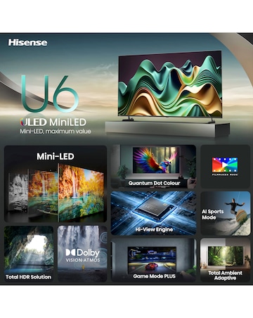 Hisense 50in 50U6NQTUK Smart 4K UHD HDR Mini-LED TV with Amazon Alexa