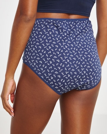 Pretty Secrets 7 Pack Cotton Full Brief Knickers -Navy Ditsy