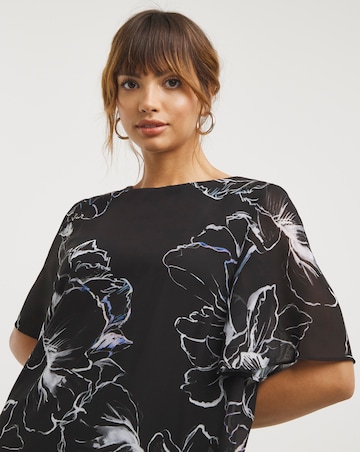 Joanna Hope Mono Floral Tiered Layer Printed Dress