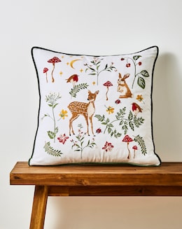 Woodland Animals Embroidered Cushion