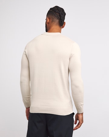 Stone Cotton Long Sleeve Polo