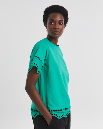 Pure Cotton Green Broderie T-Shirt