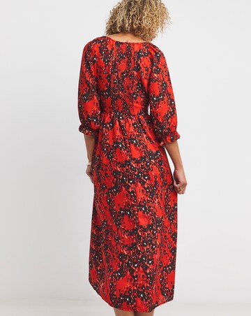 Printed Sweetheart Midi Tea Dress
