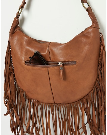FatFace Dawson Crescent Leather Tassel Bag