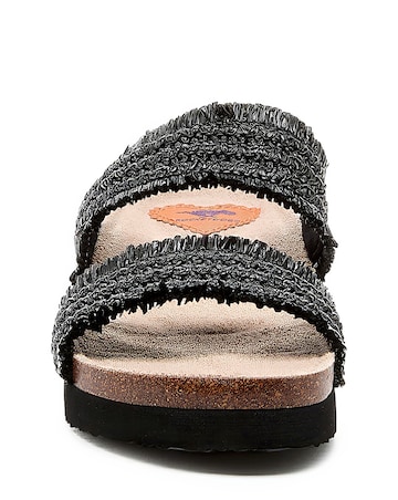 Rocket Dog Black Aruba Raffia Slider Sandals