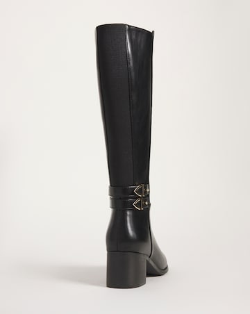 Cushion Walk Block Heel Knee High Boot Wide E Fit Curvy Calf