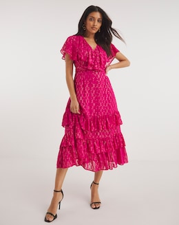 Joanna Hope Pink Metallic Dobby Maxi Dress