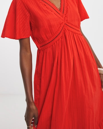 Flutter Sleeve Crochet Maxi Dress