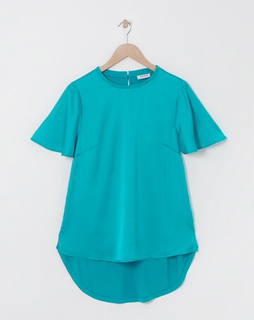 Blue Jersey Back Satin Top