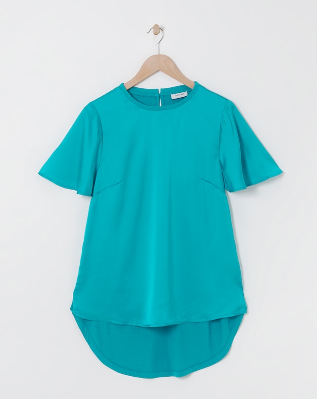 Jersey Back Satin Top - Blue