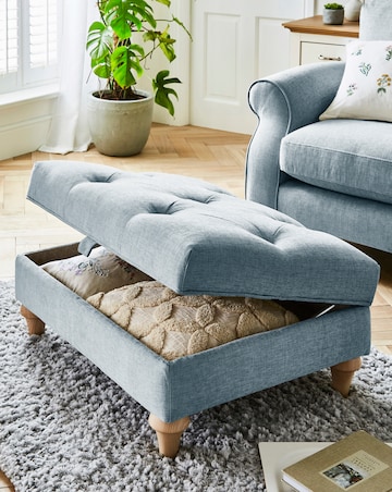 Julipa Colston Chenille Buttoned Storage Footstool