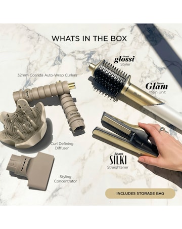 Shark Glam Straight, Waves & Curls Multi-Styler 5-In-1 - Gold - HD6052SUK