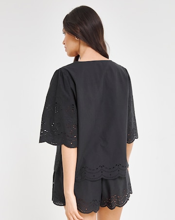 Simply Be Cotton Beach Broderie Shirt And Short Co-Ord Set